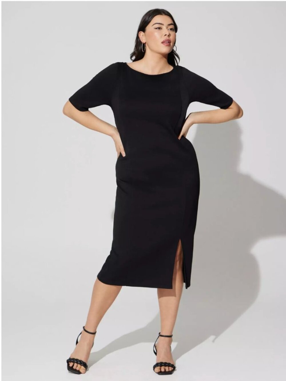 NWT Torrid Studio Cupro Bodycon Midi Dress Size 1 Black Career Office Stretch 1X